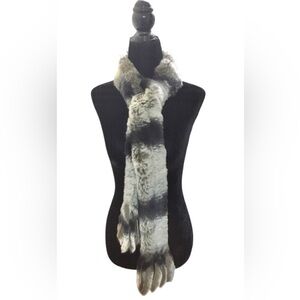 Genuine vintage rabbit fur with tassels / fringe